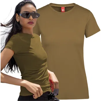 Dámské tričko Klasické dámské bavlněné tričko vojenská zeleň krátký rukáv S