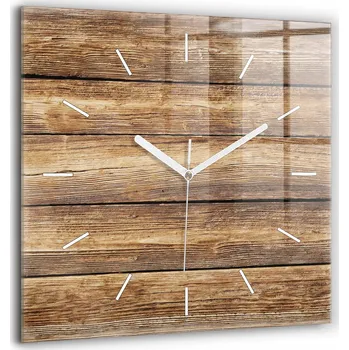 Hodiny Foto Hodiny Skleněné Nástěnné Do Moderních Interiérů Dřevěná prkna 60x60 cm
