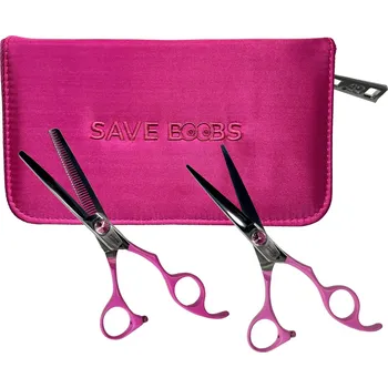 Kadeřnické nůžky Sada kadeřnických nůžek 5,75" a efilačních nůžek 6,35" Olivia Garden SilkCut ThinkPink Edition 2022 (575/635TP2022) + dárek zdarma