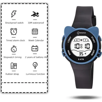 Hodinky Dětské hodinky dívčí TF885 s oušky kočka Barva (Varianta): Černá