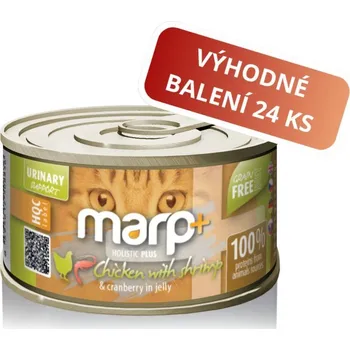 Krmivo pro kočku Marp Holistic Plus konzerva pro kočky – Kuře s krevetami a brusinkami v želé 24x70g