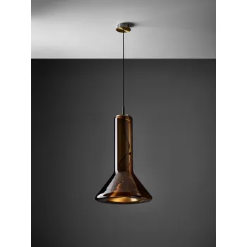 Závěsné svítidlo Brokis Whistle PC953, 2700K Barva skla: Transparentní číré sklo, Baldachýn: kov - černý matný komaxit (CCSC619),(PC952, PC953, PC961), Reflektor: šedá (CCS720)