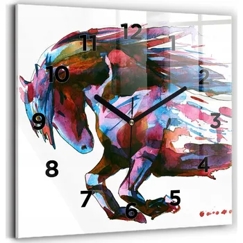 Hodiny Skleněné hodiny s potiskem Nástěnné Tiché ručičky Obývací pokoj Kůň v běhu 30x30