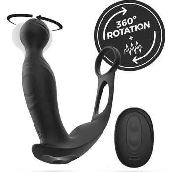 Vibrátor na prostatu Crushious Flamma, silikonový vibrační kolík s rotační hlavou 16 x 3,6 cm