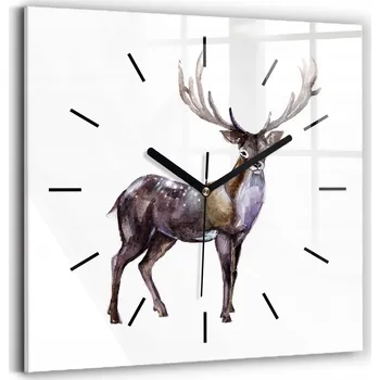 Hodiny Skleněné hodiny s motivem nástěnné Dekorativní Jelen král lesa 30x30