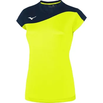 Dámský volejbalový dres Mizuno Premium Myou Tee fluor žluto tm.modrý Velikost: S