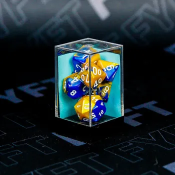 Příslušenství k deskovým hrám Set 7 RPG kostek (Chessex) Barva: Modrá-zlatá-bílá