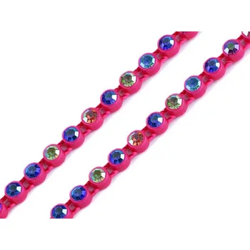 Náušnice Borta s kamínky Ø3 mm s AB efektem METRÁŽ - 6 pink AB