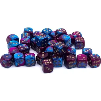 Příslušenství k deskovým hrám Sada 36 kostek 12mm D6 - Purple-Teal / Gold Chessex Gemini