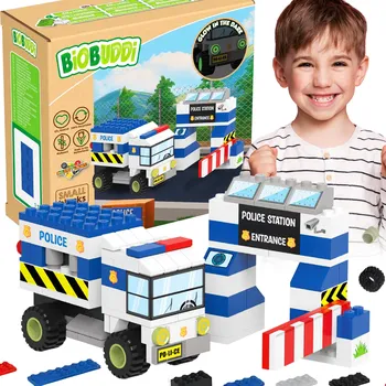 ostatní stavebnice Ekologické Stavebnice BiOBUDDi Sada: Policejní náklaďák + Závora s autem