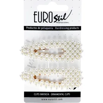Ozdoba do vlasů Ozdobné sponky pukačky s perličkami Eurostil Professional - 7,5 cm, 2 ks (06935)