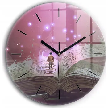 Hodiny Ozdobné nástěnné hodiny s krásnou grafikou Abstrakce kniha kulatý průměr 30 cm