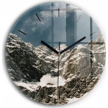 Hodiny Čtvercové Skleněné Nástěnné Hodiny Do Kanceláře S Potiskem Hory Watzmann fi60 cm
