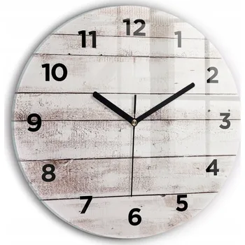 Hodiny Ozdobné nástěnné hodiny s krásnou grafikou Světlé dřevěné desky kulatý průměr 30 cm
