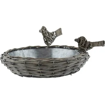 Zahradní dekorace Harasim Proutěné krmítko s plechovým vkladem 30x6 cm Hnědé