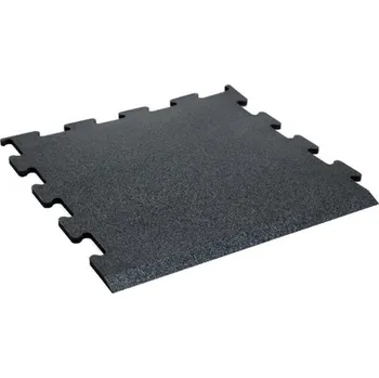 Zátěžová podložka Vzpěračská gumová platforma 1 x 1 m, tloušťka 10 mm, PUZZLE BLACK MAT, (jedna strana zkosení)