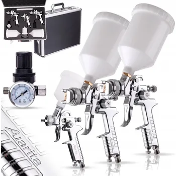 Stříkací pistole Lakýrnická pistole AUARITA HVLP 3x Tryska 0,8 1,4 1,7 mm Reduktor Kufr