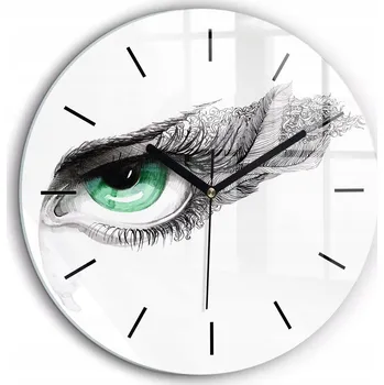 Hodiny Nástěnné čtvercové skleněné hodiny s motivem Abstrakce lidské oko fi60 cm