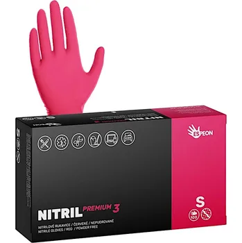 Pracovní rukavice Silné nitrilové rukavice Espeon Nitril Premium 3 - 100 ks, červené, velikost S (100158) + dárek zdarma