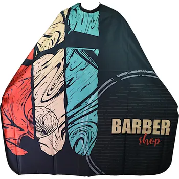 Kadeřnické nůžky Pánská pláštěnka na stříhání vlasů a vousů Eurostil Professional Barber - černá s potiskem (07935) + dárek zdarma