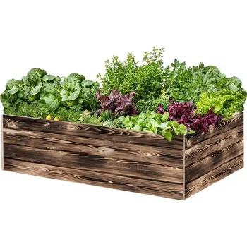 Vyvýšený záhon Dřevěný vyvýšený záhon 140 x 80 x 40 cm - opálený