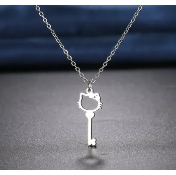 Náhrdelník Náhrdelník Hello Kitty Kočka Jemný Stříbrný 316L