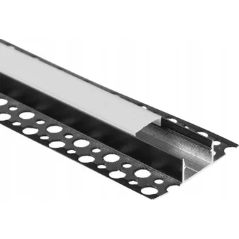 LED osvětlení Hliníkový profil Nástěnný pro LED pásky, černý + mléčný kryt 2m Ecolight