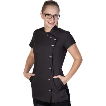 Dámská tunika Kadeřnická tunika na knoflíky Crazy Scissors - černá, XS + dárek zdarma