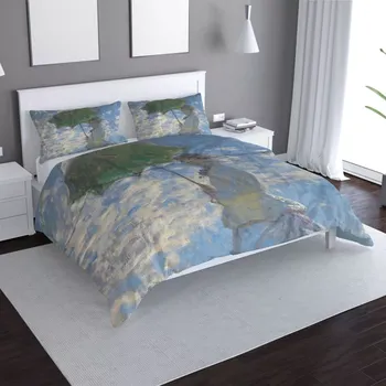 Povlečení Saténové povlečení Dáma se slunečníkem - Claude Monet - Sablio - 140x220 / 90x70