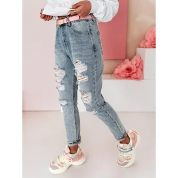 Dámské džíny Dámské džíny mom fit kalhoty s otvory MOMVIBE modré