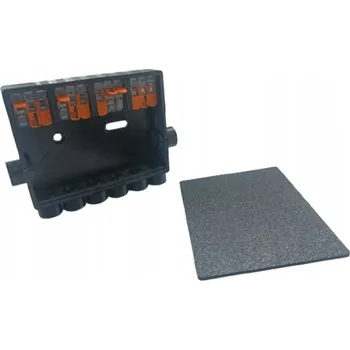 Elektroinstalační krabice Sada: Krabice na omítku + 4x WAGO 221-413 Svorka Černá