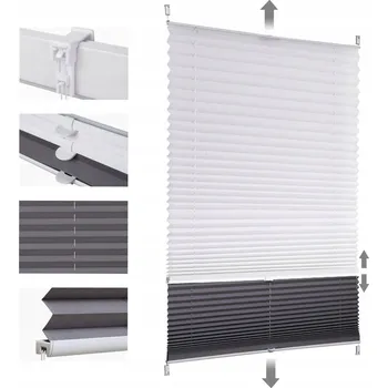 Roleta Plisovaná roleta den a noc bílo-šedá 70x130 cm bez vrtání