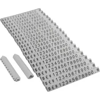 Samolepící etiketa Plastové cenovky černé, bílé 6x9mm 20x řada €,$,¥ (ESS-WB x20)