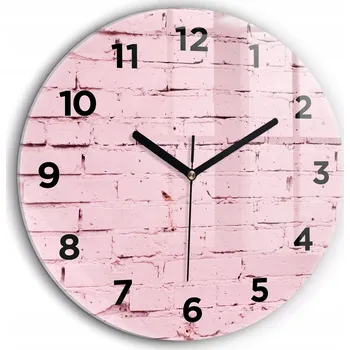 Hodiny Moderní skleněné foto hodiny na zeď Cihlová zeď černé ručičky fi60 cm