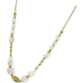 Náhrdelník Free Style Náhrdelník z chirurgické oceli a skleněných korálků NSS714GD Délka náhrdelníku: 45+5cm