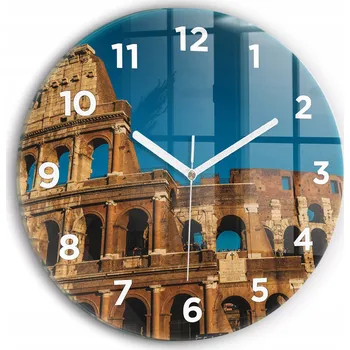 Hodiny Ozdobné nástěnné hodiny s krásnou grafikou Kolosea v Itálii kulatý průměr 30 cm