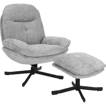 Křeslo Otočné relaxační křeslo KARMEN s podnožkou | světle šedá
