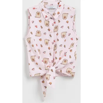 Reserved - Pusheen košile s vázáním - pastelově růžová - 425DA-03X - 425DA-03X-158