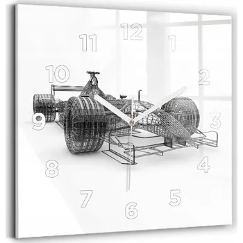 Hodiny Skleněné čtvercové nástěnné hodiny S Potiskem – design závodního vozu F1, 30 x 30 cm