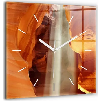 Hodiny Minimalistické Čtvercové Skleněné Hodiny Nástěnné Pouštní kaňon 60x60 cm