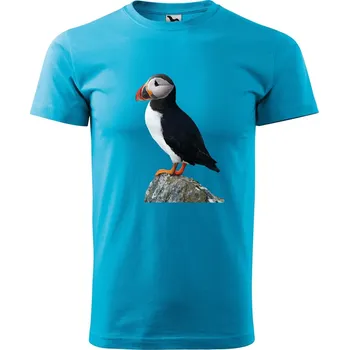 Pánská móda DOBRÝ TRIKO Pánské tričko s potiskem Papuchálek Velikost: S, Barva: Tyrkysová