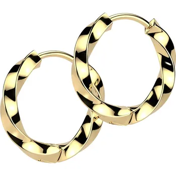 Náušnice Šperky4U Zlacené ocelové náušnice - kruhy kroucené 13 mm - OPN1978-13