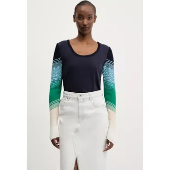 Pánské tričko Tričko s dlouhým rukávem Desigual CHURCHILL tmavomodrá barva, 25SWTK77 59X, vel. M