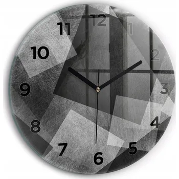 Hodiny Moderní skleněné hodiny s grafikou na zeď Abstrakce geometrická fi30 cm