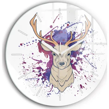 Hodiny Nástěnné hodiny Ilustrace jelena bílé ručičky kulatý průměr 60 cm