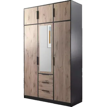 Šatní skříň ArtStol Šatní skříň s nástavcem LATI D3 | černá/dub viking