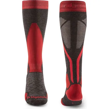 Pánské termo ponožky Podkolenky Bridgedale Ski Lightweight MP Over Calf XL graphite/red
