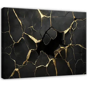Obraz OBRAZ ČERNÝ ZLATÝ MRAMOR DO LOŽNICE OBÝVÁKU KUCHYNĚ NA PLÁTNĚ 40x30
