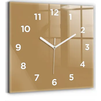 Hodiny Tiché nástěnné hodiny z tvrzeného skla béžové 30x30 cm