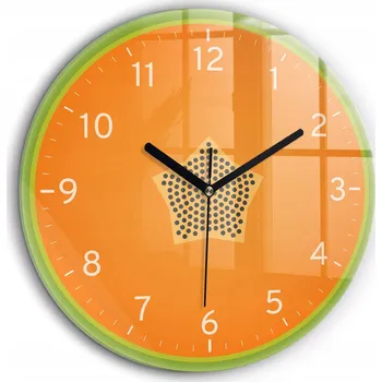 Hodiny Čtvercové Skleněné Nástěnné Hodiny Do Kanceláře S Potiskem Ovoce Papája průměr 60 cm